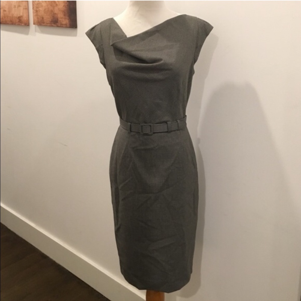 Gorgeous Banana Republic Gray Houndstooth Off-Shoulder Work Dress (Sheath)